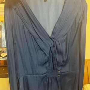 Elegant Blue V-Neck Blouse